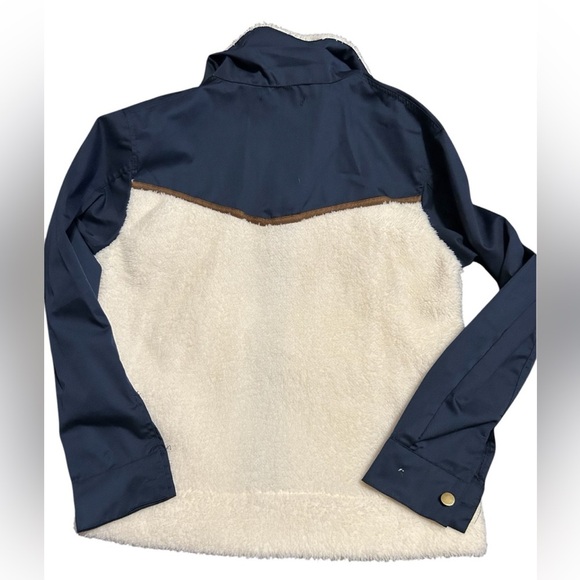 MISSLOOK Sherpa button up jacket white and blue small - Picture 2 of 6